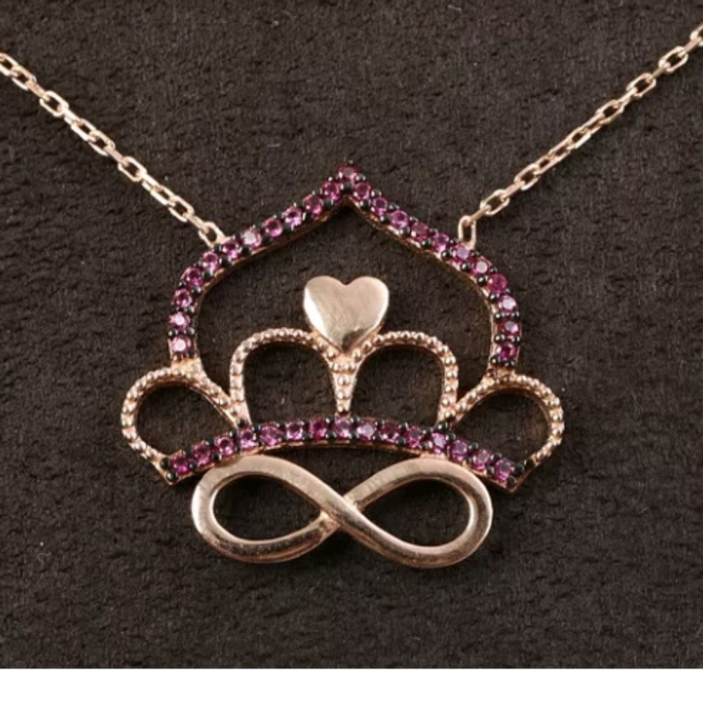 Infinite love lotus ruby necklace 16"